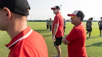 Tom Moody, director of cricket at Desert Vipers, oversees a training session.