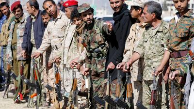 Houthi followers stage a show of support in Sanaa on December 19, 2018. Reuters