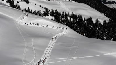 Skiers compete during the fourth and last stage of the 34th edition of the ski-mountaineering race, the Pierra-Menta. AFP