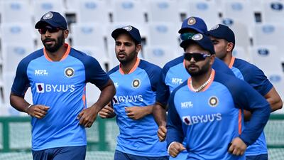 India's players train for the T20 series against Australia in Mohali. AFP