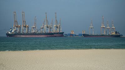 Tankers moored in the Khor Fakkan port near the Strait of Hormuz. AFP