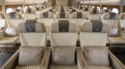 The retrofitted premium economy cabin has a 2-3-2 configuration on the upper deck of the A380 aircraft. Photo: Emirates