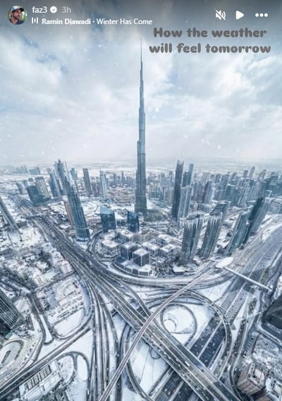 Sheikh Hamdan has urged residents to brace themselves for the winter chill. Photo: Faz3 / Instagram
