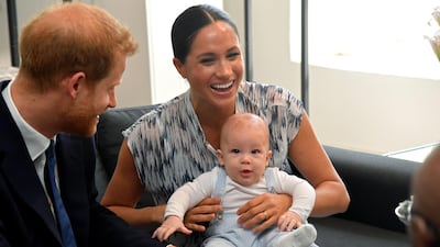 Prince Harry, Meghan, Duchess of Sussex and Archie Mountbatten-Windsor meet Archbishop Desmond Tutu and his daughter Thandeka Tutu-Gxashe during their royal tour of South Africa on September 25, 2019 in Cape Town, South Africa. Getty Images