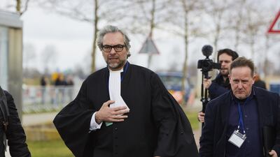 Peter Langstraat, the lawyer of 400 MH17 relatives, outside the Flight MH17 in Schiphol, Netherlands. Getty