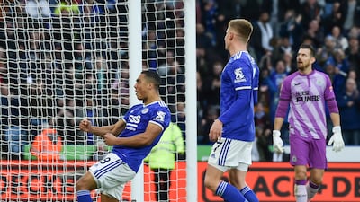 Youri Tielemans celebrates after scoring the penalty against Newcastle. AP