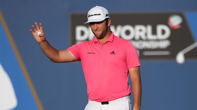 Jon Rahm shrugged off a bogey on the first to card a 7-under par 65 to sit one shot behind DP World Tour Championship leader Justin Rose. Ross Kinnaird / Getty Images