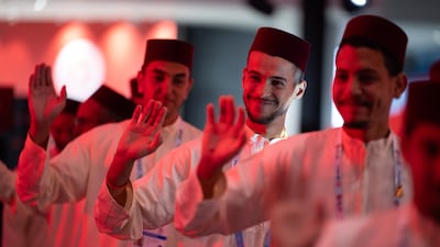Members of the Moroccan squad at the UAE Games opening ceremony