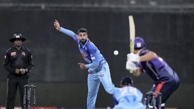Karnataka Tuskers' bowler Ahmed Raza. Chris Whiteoak / The National