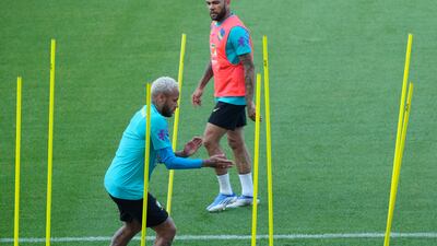 Neymar trains on Sunday. AP