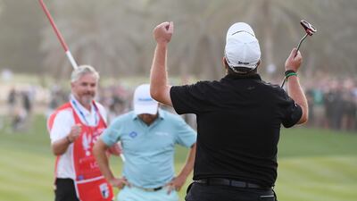 A contrast in emotions. Lowry, back to camera celebrates, as Sterne realises his title hopes are over.