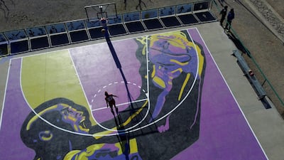 A municipal basketball court in Los Angeles was painted with an image of Bryant. Reuters