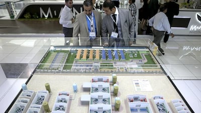 Asmak’s model aquaculture farm on display at a Middle Eastern food show at the Abu Dhabi National Exhibition Centre last month. The company is planning to open more than 20 fish farms. Silvia Razgova / The National