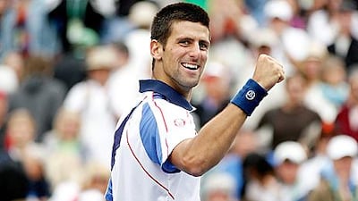 Novak Djokovic celebrates defeating Rafael Nadal and clinching the BNP Paribas Open title — his third of the year — at Indian Wells in California.