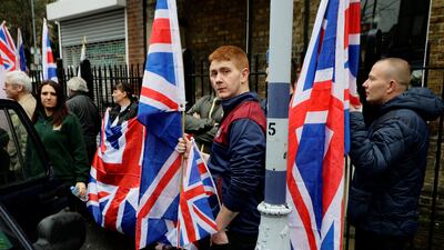 A Britain First rally in Kent, south-east England, where the arrival of more than 28,000 migrants in small boats last year fuelled tensions. Reuters