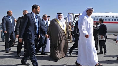 Sheikh Abdullah bin Zayed Al Nahyan, Minister of Foreign Affairs, arrives in Kabul in 2010. Massoud Hossani / EPA