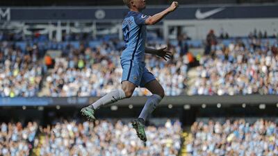 Manchester City’s Kevin De Bruyne celebrates scoring their first goal against Bournemouth. Carl Recine / Action Images / Reuters