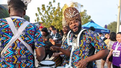 Drummers brought colour and rhythm to A Run for Hope Guinness World Records attempt on Saadiyat Island