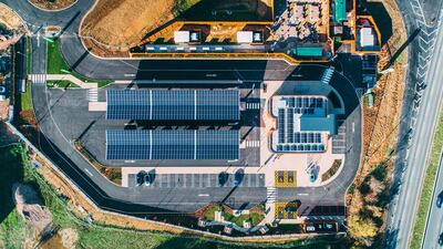 Electricity is generated from solar power canopies situated above the station. Courtesy Gridserve