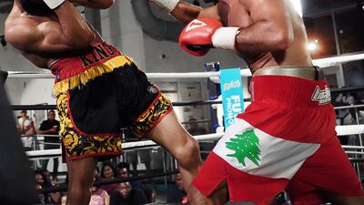 Nadim Salloum, right, on his way to victory by unanimous decision over Ashton Sykes. Photo: William Nasr
