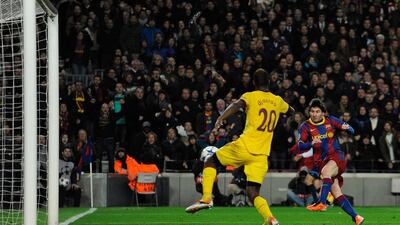 7. Messi's flick and finish against Arsenal during the Champions League round of 16 second leg match at Camp Nou stadium in 2011 was breathtaking. Getty