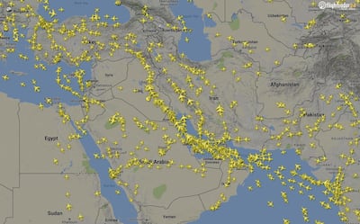 Flight paths 2018. Source: FlightRadar24