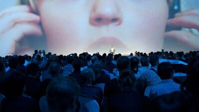 Sony chief executive Kazuo Hirai presents new products at a press conference at the IFA in Berlin. Steffi Loos / AP Photo