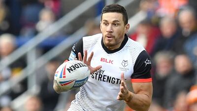 Toronto Wolfpack's Sonny Bill WIlliams receives the ball during the English Super League match against Castleford Tigers in February, 2020. Williams announced his retirement from rugby but the New Zealander isn't giving up on sports, saying he wants to concentrate on his boxing career. AFP