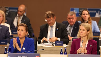 Denmark's Prime Minister Mette Frederiksen and Estonia's Prime Minister Kaja Kallas attend the summit. AFP