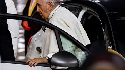 Pope Francis arrives at Sakhir Palace. Reuters