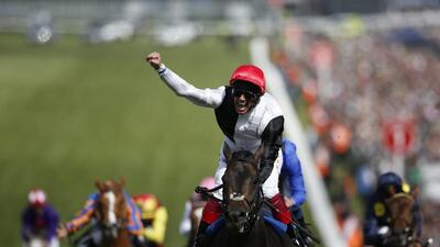 Frankie Dettori rides Golden Horn to victory at the Epsom Derby last month. Alan Crowhurst / Getty
