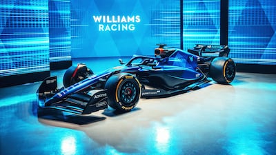 Williams Racing unveil the new livery for their FW45 car for the 2023 season. AFP