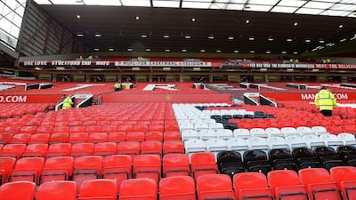 Fans in the West Stand and the Sir Alex Ferguson Stand are evacuated from the stadium before the Premier League match between Manchester United and Bournemouth at Old Trafford in Manchester, Britain, 15 May 2016. Peter Powell / EPA
