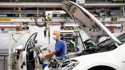 A worker at the Volkswagen assembly line in Wolfsburg, Germany. Reuters
