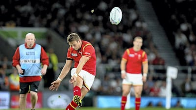 Wales fly-half had a particular pre-lick routine to calm his nerves during the Rugby World Cup 2015. Getty Images