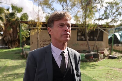 Sven Kuhn von Burgsdorff, a former EU ambassador to the occupied Palestinian territories, in a Bedouin village in the occupied West Bank, in 2023. AFP