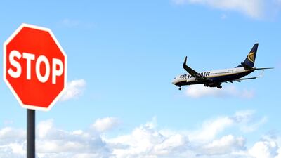 A Ryanair aeroplane prepares to land at Dublin airport in Dublin, Ireland. Its pilots in Italy say they will take industrial action. Clodagh Kilcoyne/Reuters