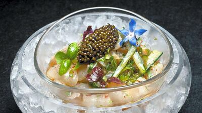Scallops ceviche at L’Atelier de Joel Robuchon