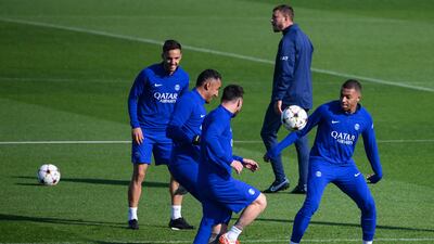 PSG train for their Champions League clash with Benfica. AFP