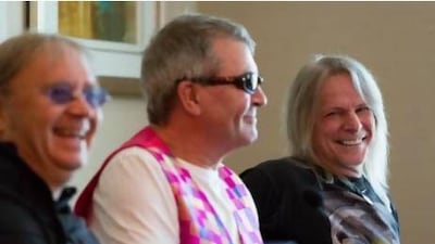 Ian Paice, left, Ian Gillan and Steve Morse at the Crowne Plaza, Dubai Festival City. Duncan Chard for the National