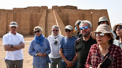 Spanish visitors tour the Great Ziggurat temple at the ancient city of Ur in southern Dhi Qar province.