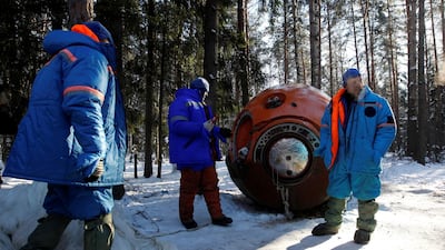 Russian cosmonauts take part in a survival training exercise at Star City outside Moscow. Reuters