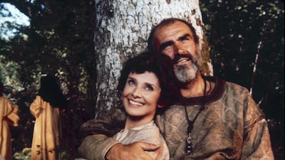 Audrey Hepburn and Sean Connery, in costume, in a promotional image for 'Robin And Marian' in 1976. Getty Images