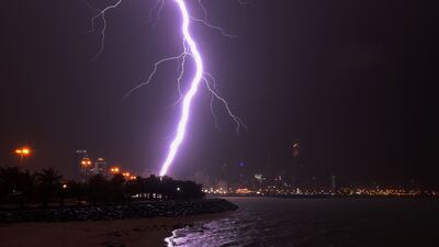 Lightning strikes over Kuwait City during a thunderstorm. AFP