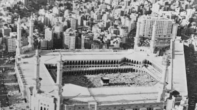 The Kaaba in the centre of the Great Mosque in Makkah about 1979. After a second level was added, the mosque was extended to accommodate more pilgrims. Getty