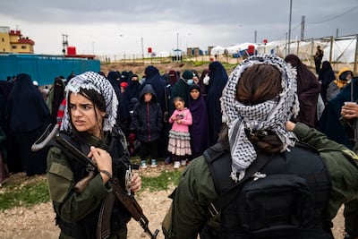 Foreign women and their children held in Al Roj are supervised by the SDF and Kurdish police forces, the Asayish. AFP