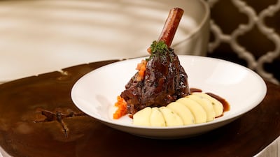 Braised shank of lamb.
