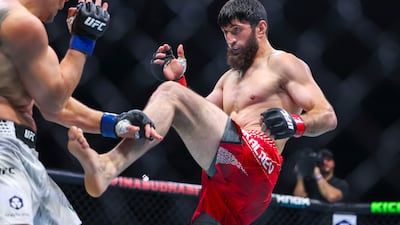 Magomed Ankalaev in action during the light heavyweight bout against Bogdan Guskov at UFC Fight Night in Abu Dhabi on July 25. All pictures by Victor Besa / The National