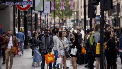Shoppers on Oxford Street in London. Bloomberg