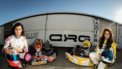 The Al Qubaisi sisters, Amna, left, and Hamda. Courtesy Abu Dhabi Racing